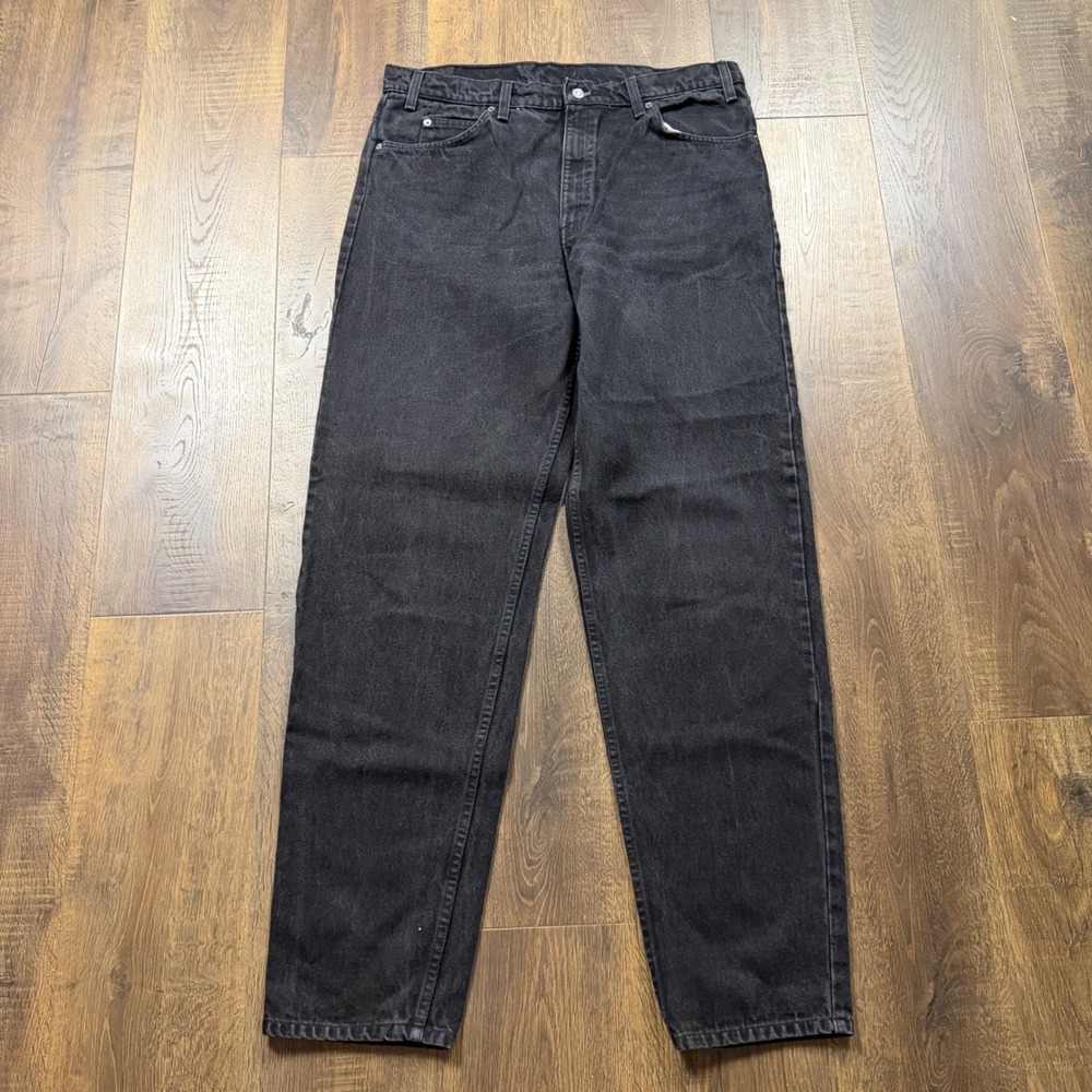 90s Levi's 550 Orange Tab Black Relaxed Jeans 38x34 Fits 36x34